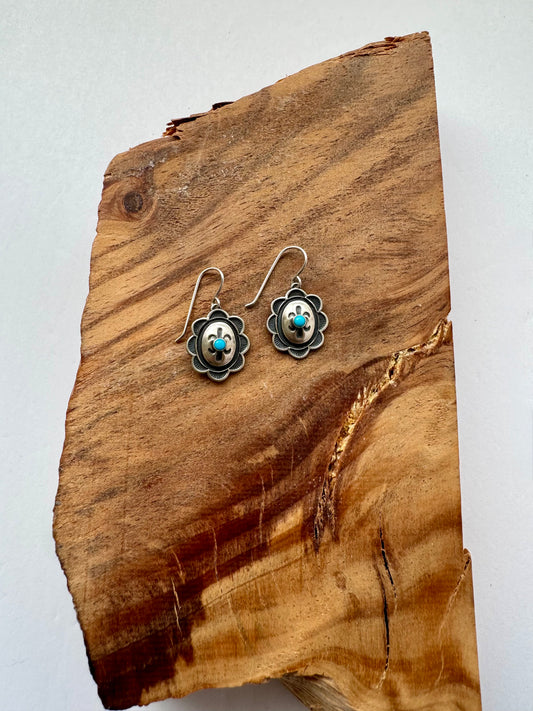 Turquoise Concho with Turquoise Dangle Earrings -Artist -Rocking Horse Ranch