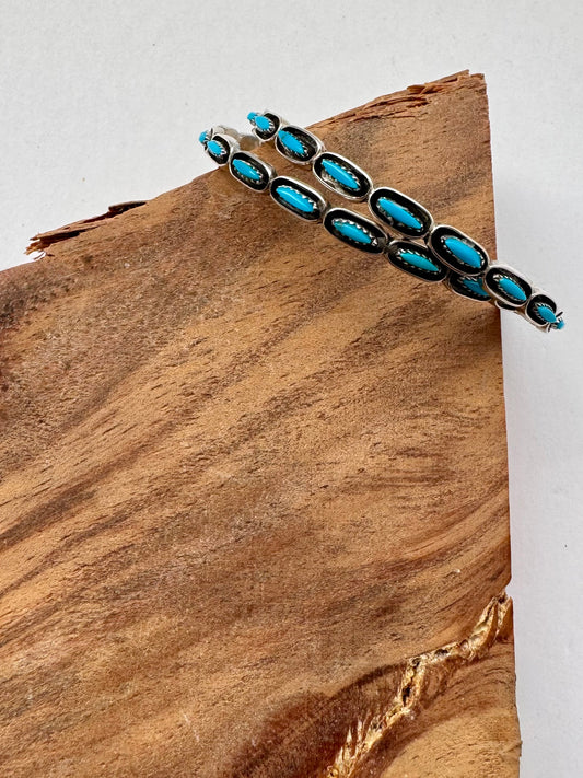 Shadow box Kingman Turquoise Large Hoop Earrings
