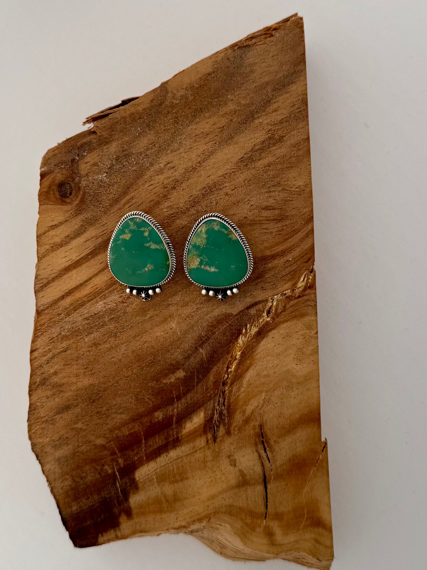 Large Armenian Turquoise Post Earrings -Artist- D Wylie