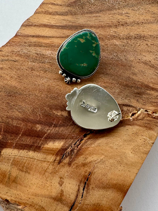 Large Armenian Turquoise Post Earrings -Artist- D Wylie