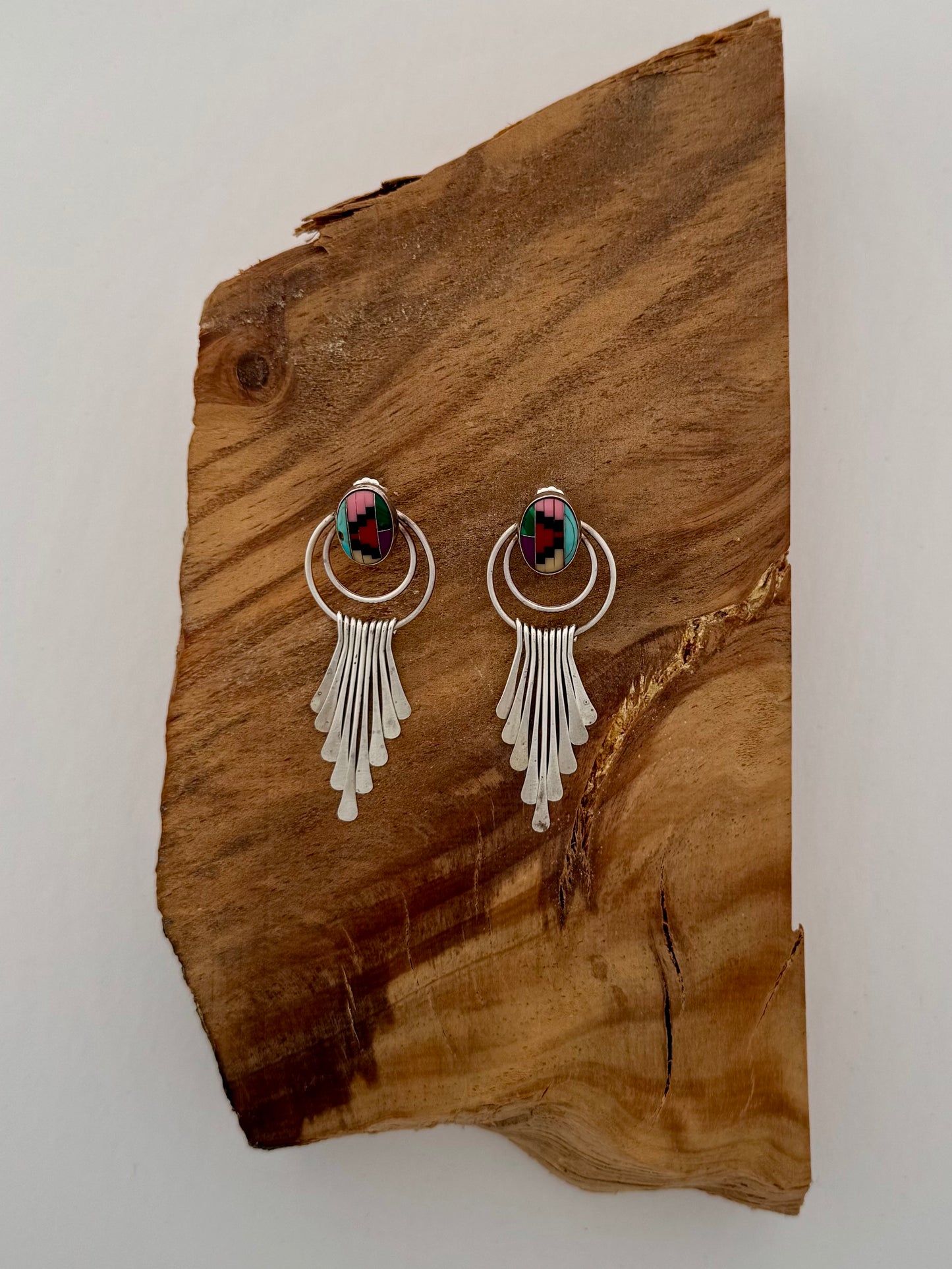 Antique Store Find – Hopi Trade Inlay Chandelier Earrings (1970s–1980s) -Artist QT