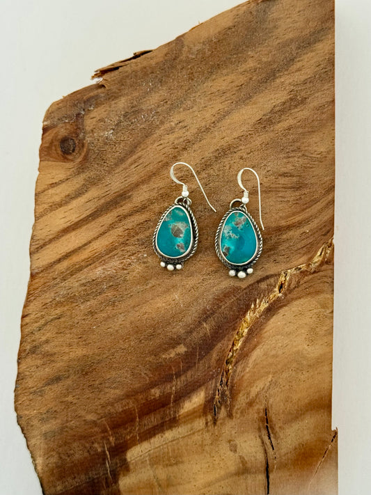 Santa Maria Turquoise teardrop dangle earrings -W. Tawney
