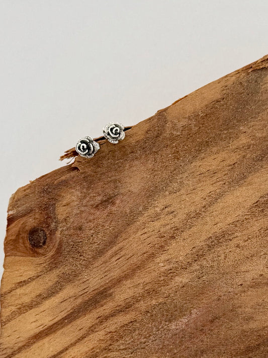 Sterling Silver Rose Stud Earrings