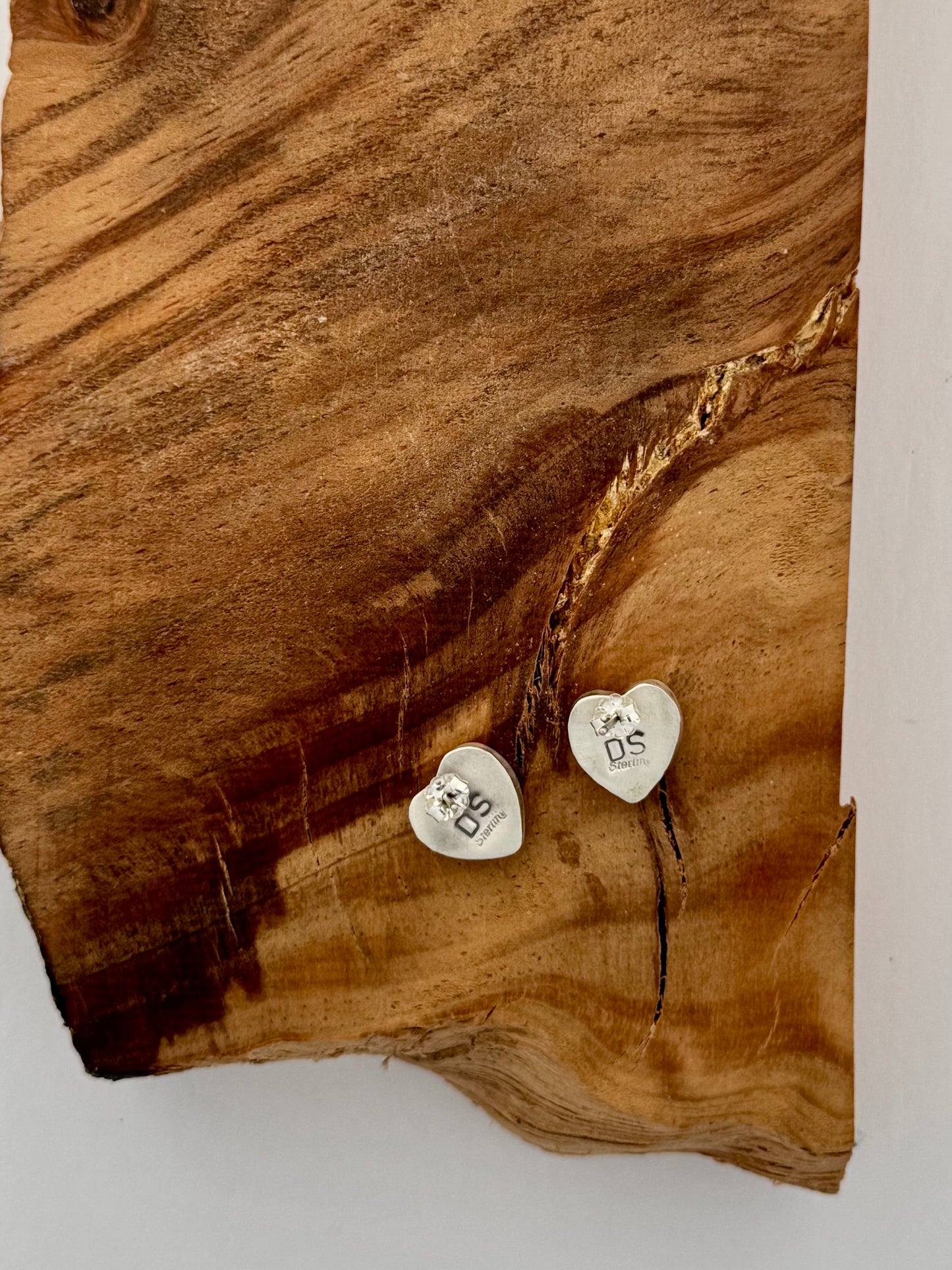 Mother of Pearl Heart Post Earrings - Artist - Dorothy Secatero -Native Handmade