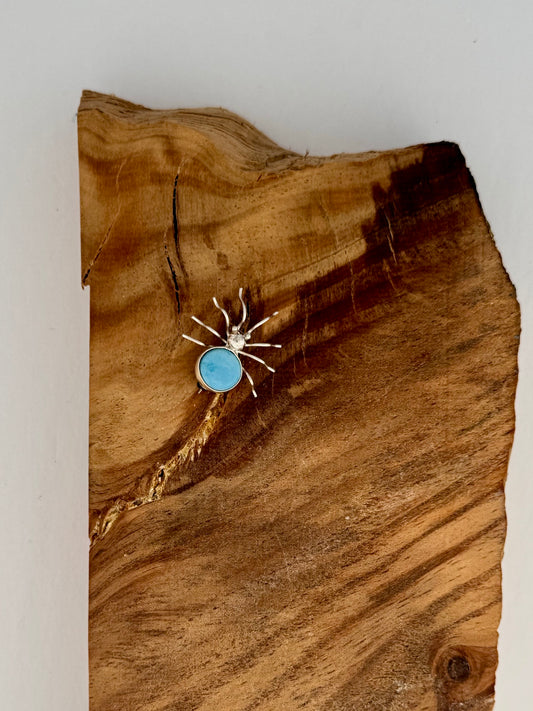 Sterling Silver Spider Pin with Golden Hill Turquoise