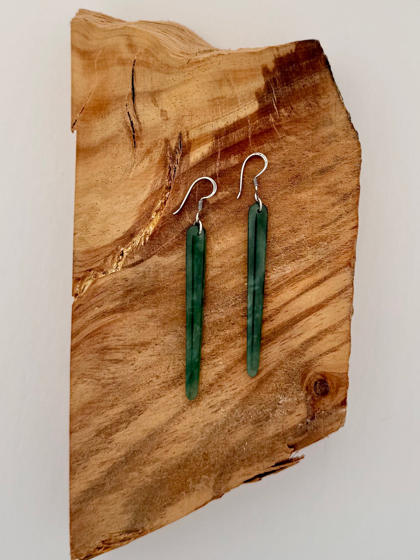 Sterling Silver - Jade Slab Dangle Earrings