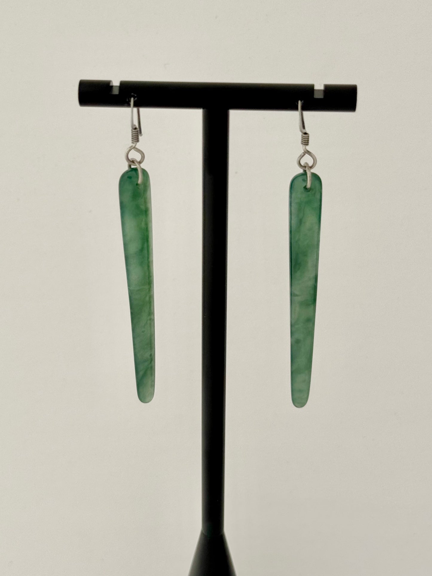 Sterling Silver - Jade Slab Dangle Earrings