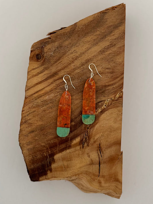 Spiny Oyster with Turquoise Slabs - Sterling Silver - Native Handmade