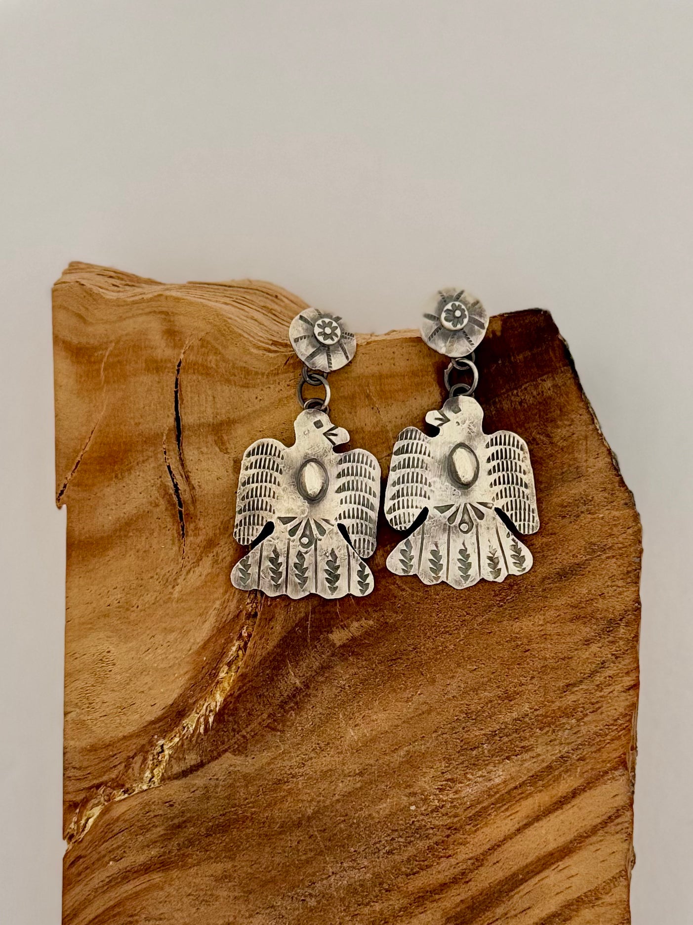 Thunderbird Dangle Earrings - Sterling Silver - Native Handmade - Time Yazzie (artist)