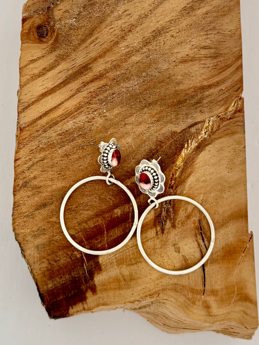 Rose Dahlia Flower Hoops- Sterling Silver -Hada Collection