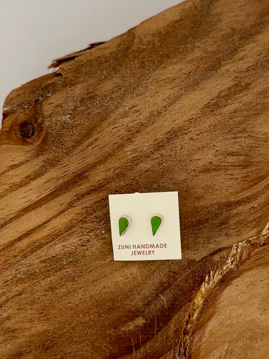 Tear Drop Earrings - Gaspeite - Sterling Silver - Native Handmade - Angie Rosetta (artist)