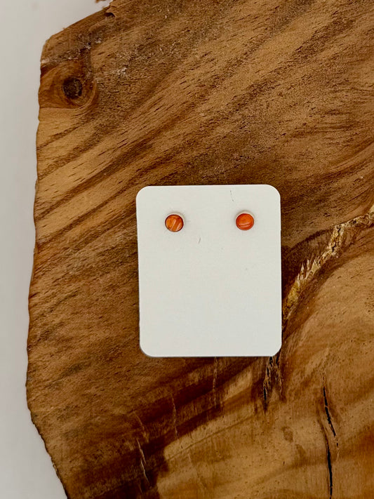 Orange Spiny Oyster Stud Earrings - Sterling Silver