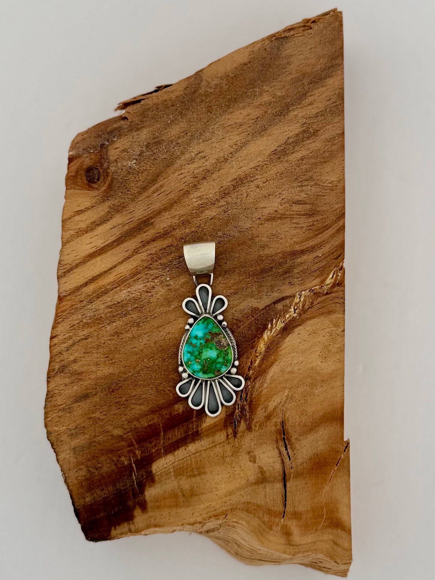 Tear Drop Pendant - Sonoran Turquoise - Native Handmade - Sheila Tso (artist)