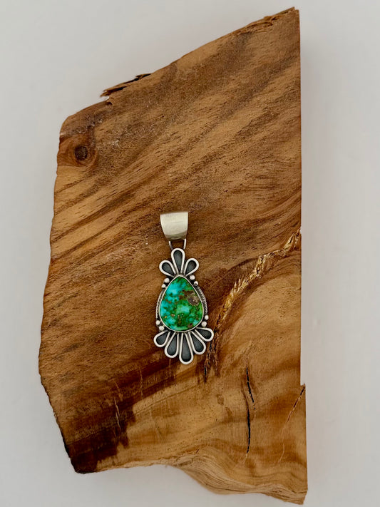 Tear Drop Pendant - Sonoran Turquoise - Native Handmade - Sheila Tso (artist)