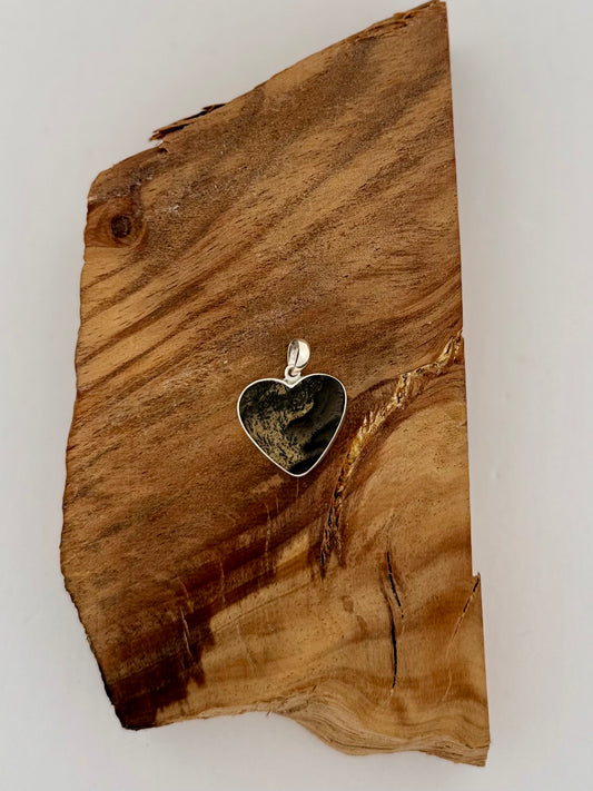 Paint Brush Jasper Heart Pendant - Sterling Silver