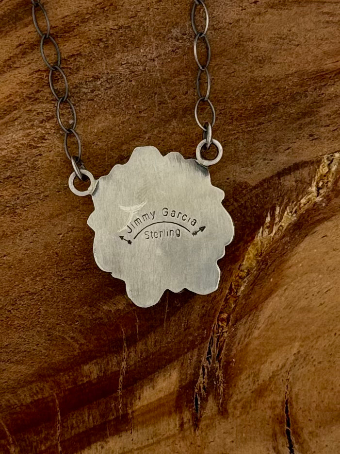 Orange Spiny Oyster Necklace - Sterling Silver - Native Handmade - Jimmy Garcia (artist)