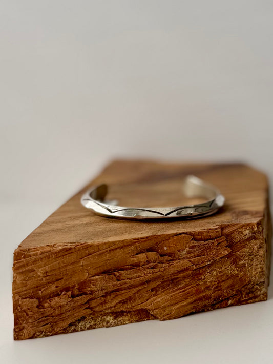 Cuff Bracelet with Design- Sterling Silver