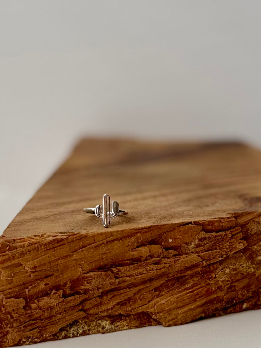 Cactus Toe Ring - Sterling Silver w/ Rhodium Plating - Size Adjustable