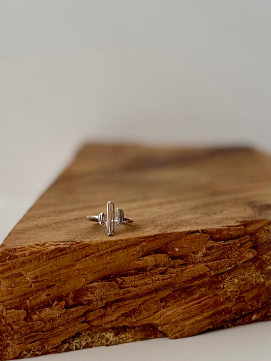 Cactus Toe Ring - Sterling Silver w/ Rhodium Plating - Size Adjustable