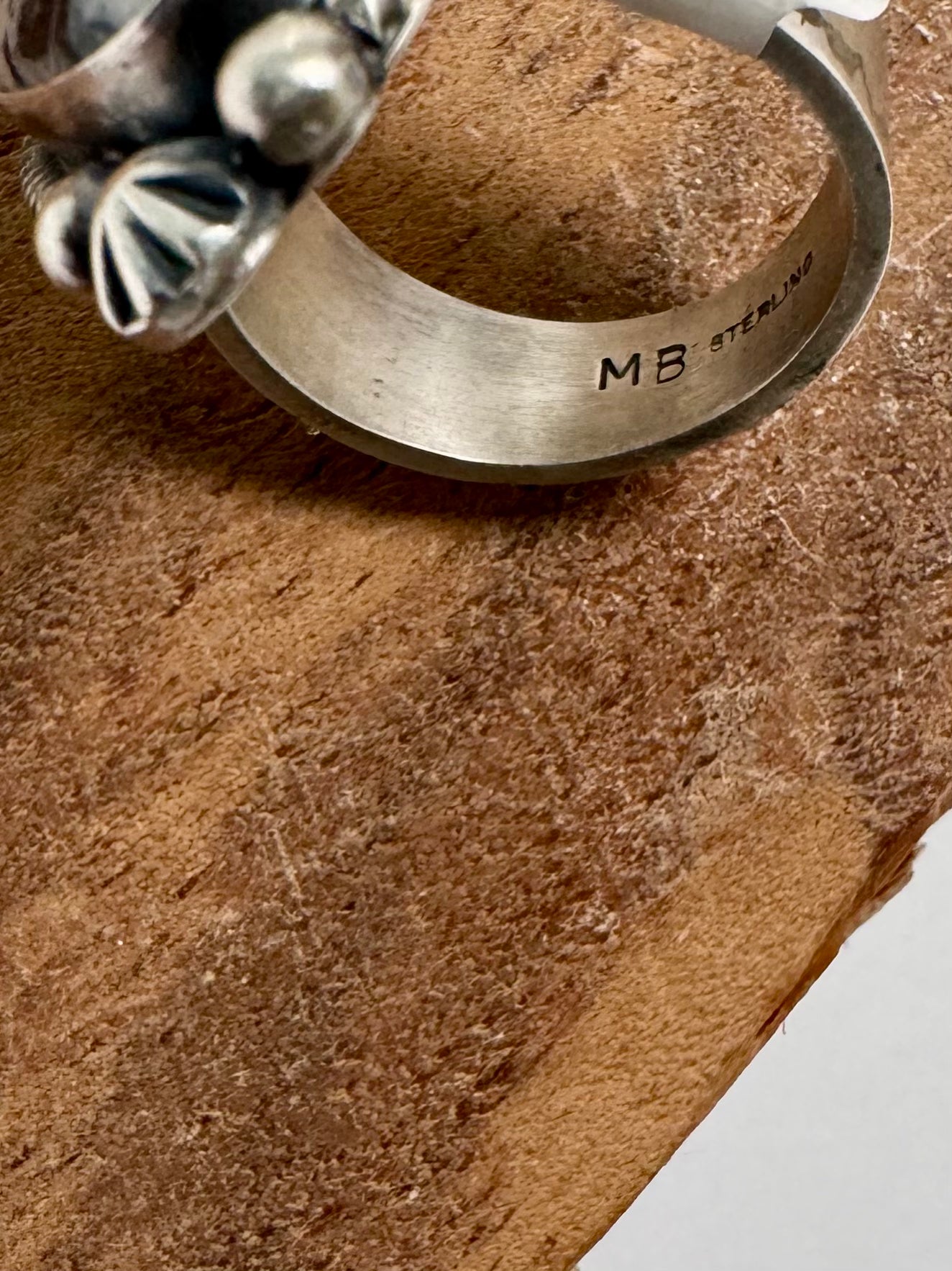 White Buffalo Ring- Sterling Silver - Native Handmade - Maggie Bedah (artist) - Size 9.75