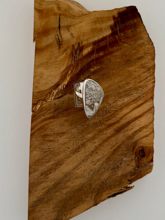 Crazylace Agate Ring - Sterling Silver - Size 8/adj