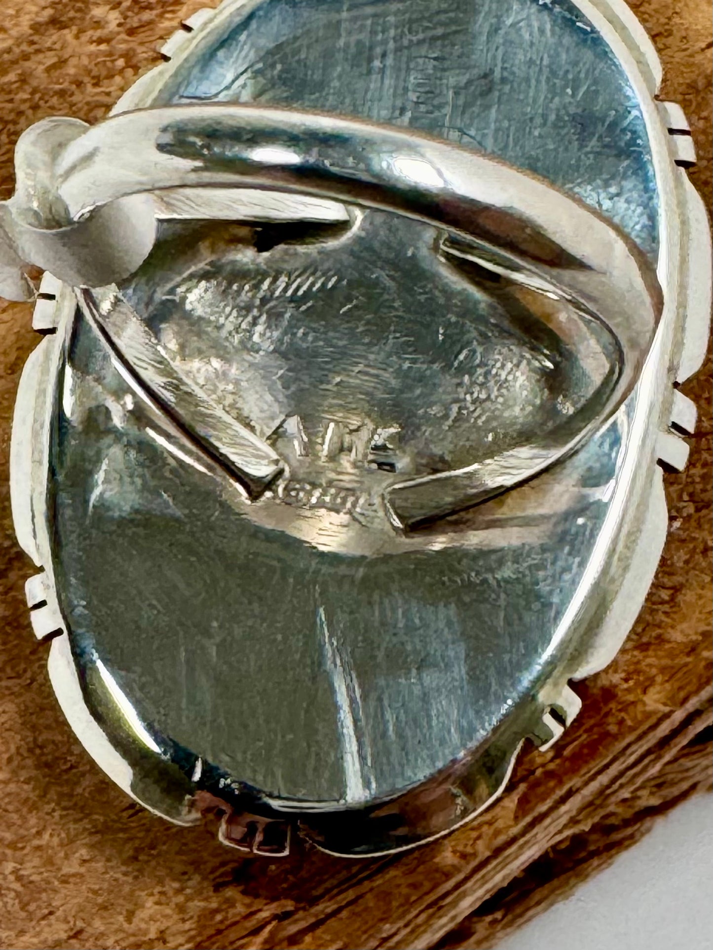 White Horse Oval Ring- Sterling Silver - Native Handmade - Alice Mc Shirley(artist) - Size 10