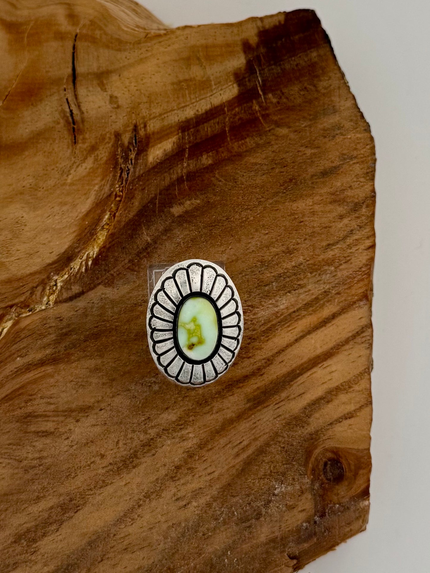 Palomino Oval Concho Ring - Sterling Silver - Native Handmade - B. Haley (artist) - Size 10