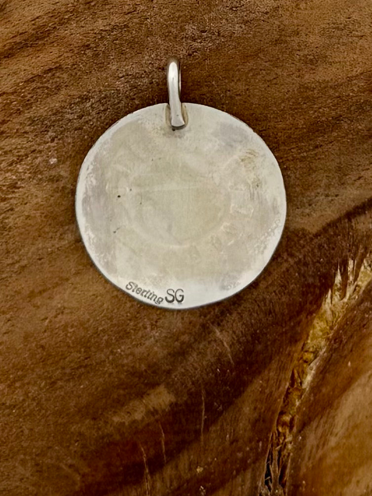 Sterling Silver Zuni Face- Navajo Handmade - Artist- SG