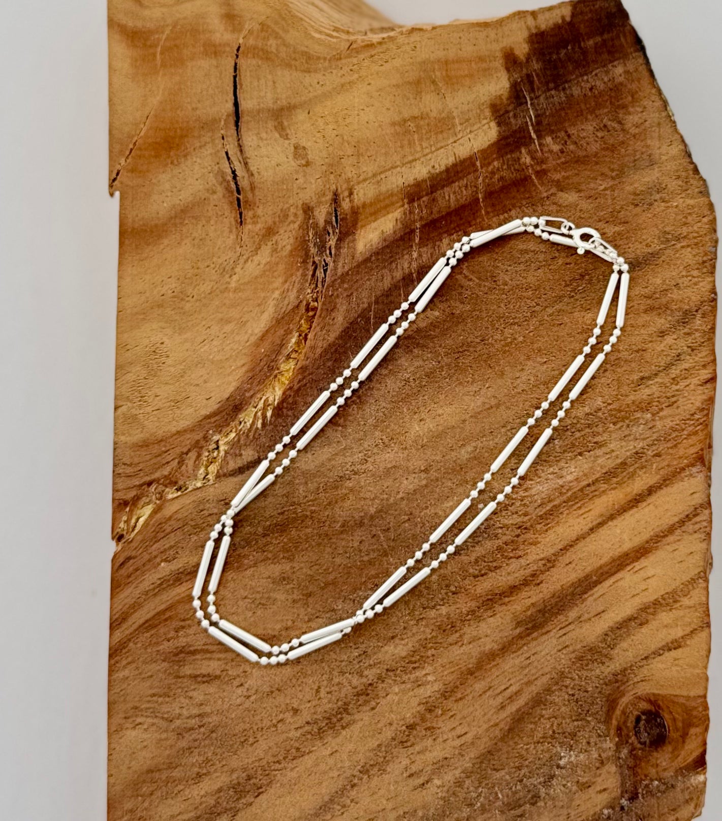 Sterling Silver Bar and Bead Chain - 18"
