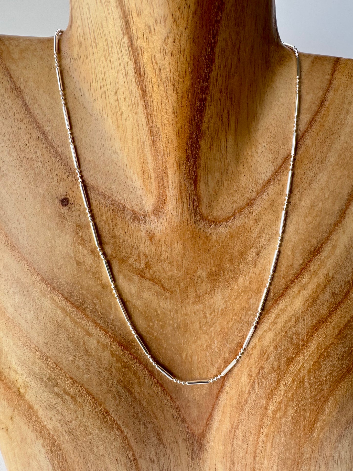 Sterling Silver Bar and Bead Chain - 18"