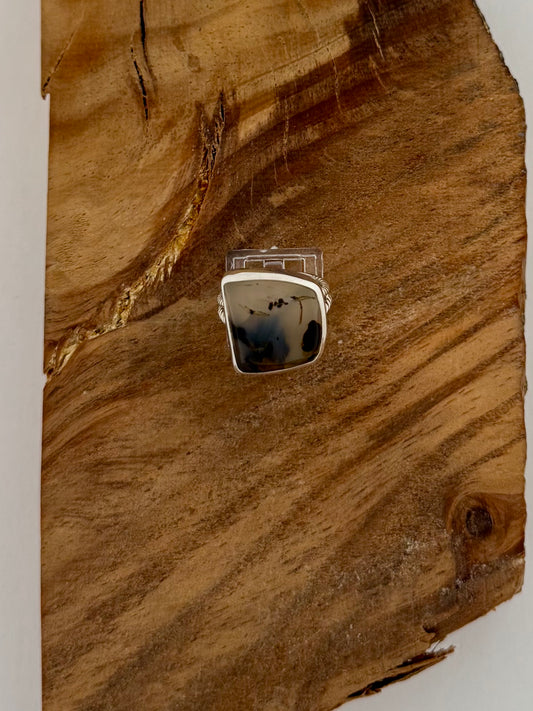 Montana Agate Square Ring - Sterling Silver - Size 11