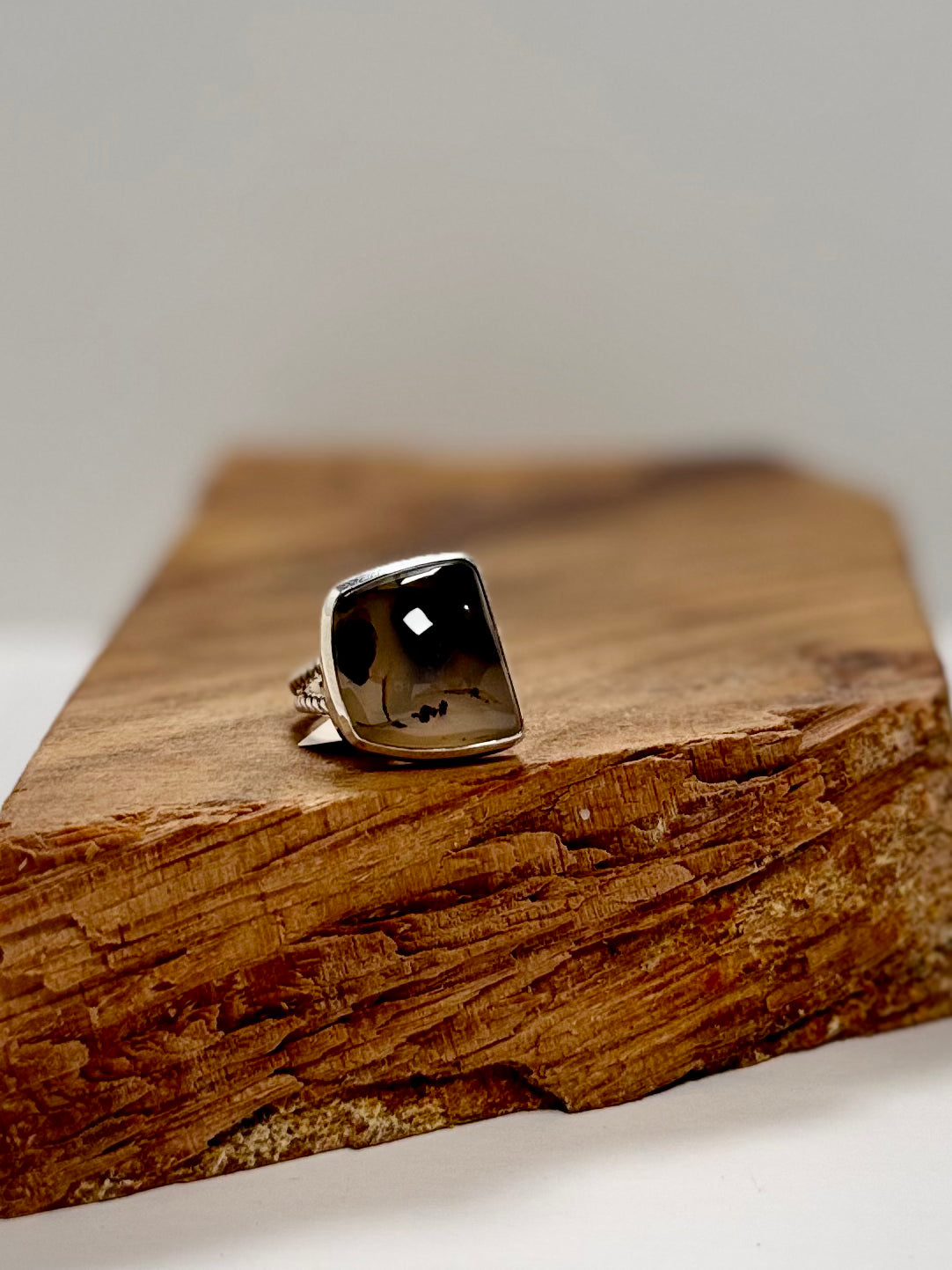 Montana Agate Square Ring - Sterling Silver - Size 11