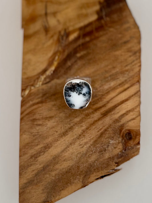 Dendritic Agate Ring - Sterling Silver - Size 8/Adj