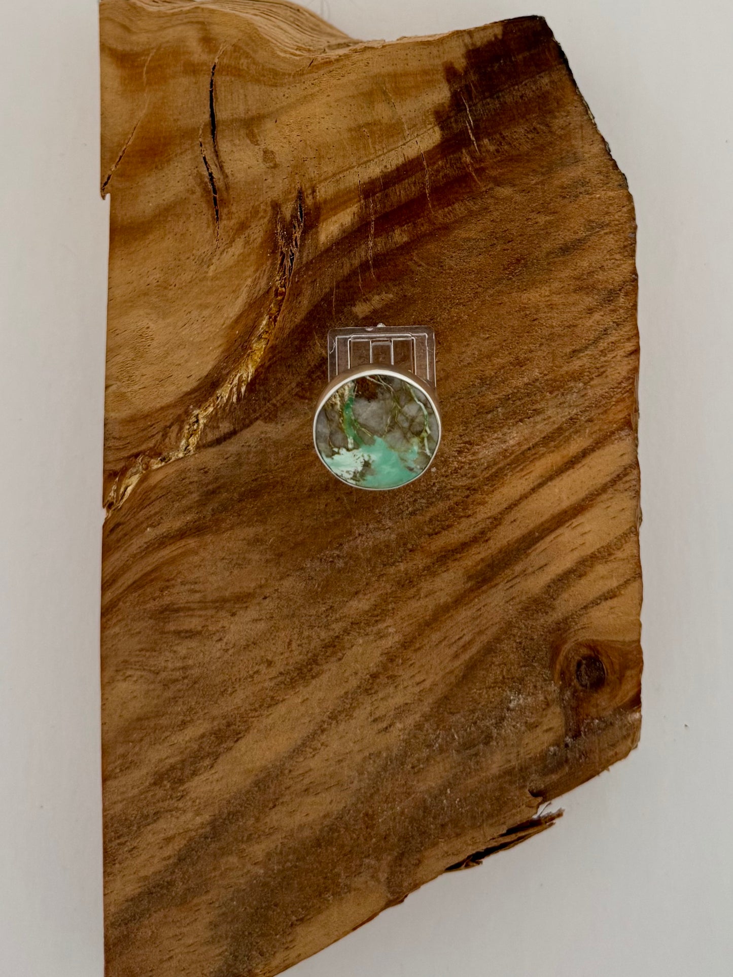 Variscite Round Ring - Sterling Silver - Size 8/Adjustable
