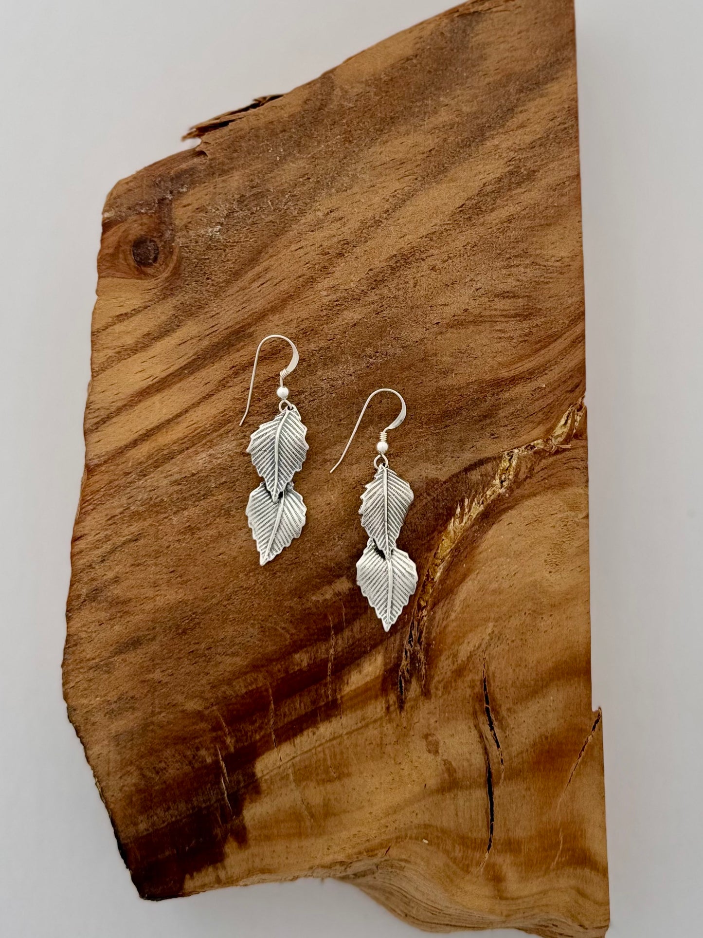 Sterling Silver Leaf Dangle Earrings