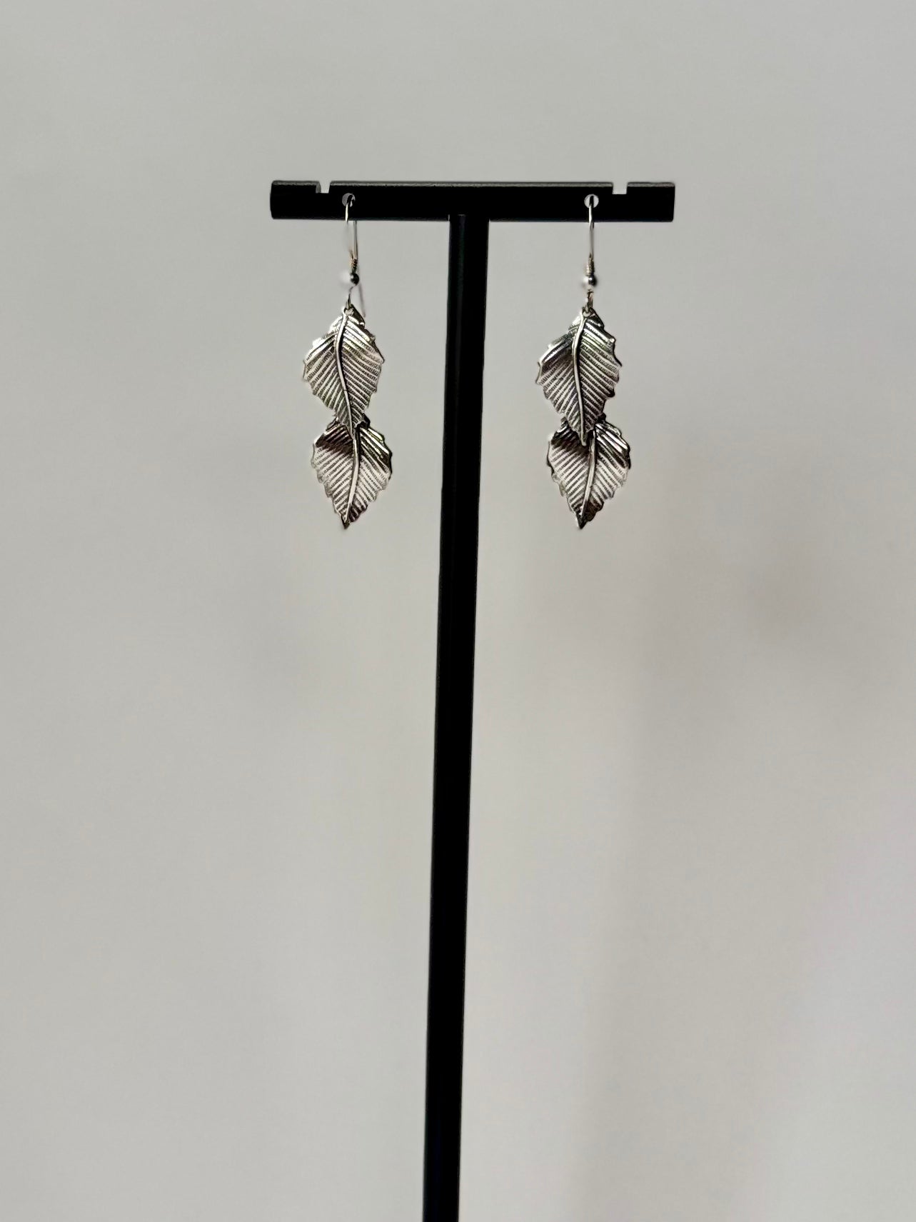 Sterling Silver Leaf Dangle Earrings