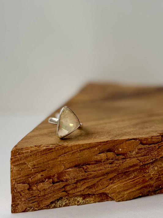 Raw Rough-Cut Ethiopian Opal Ring - Sterling Silver - Size 10