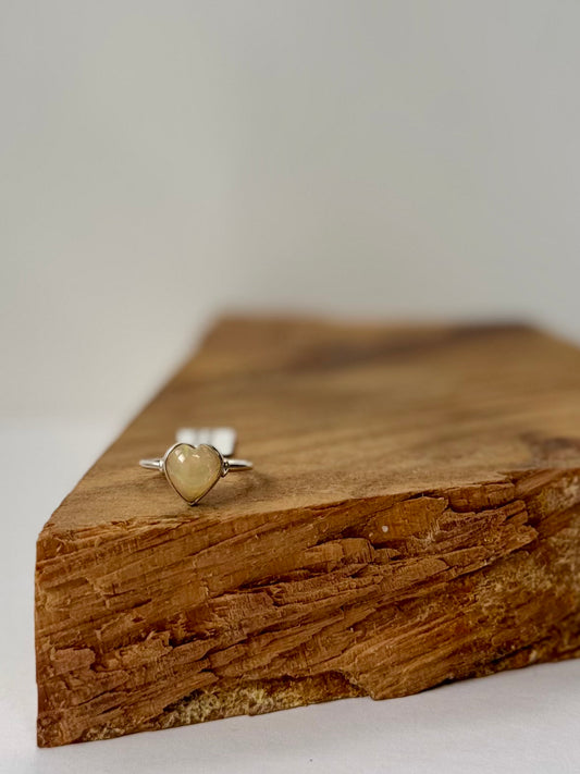 Heart Ethiopian Opal Ring - Sterling Silver - Size 9