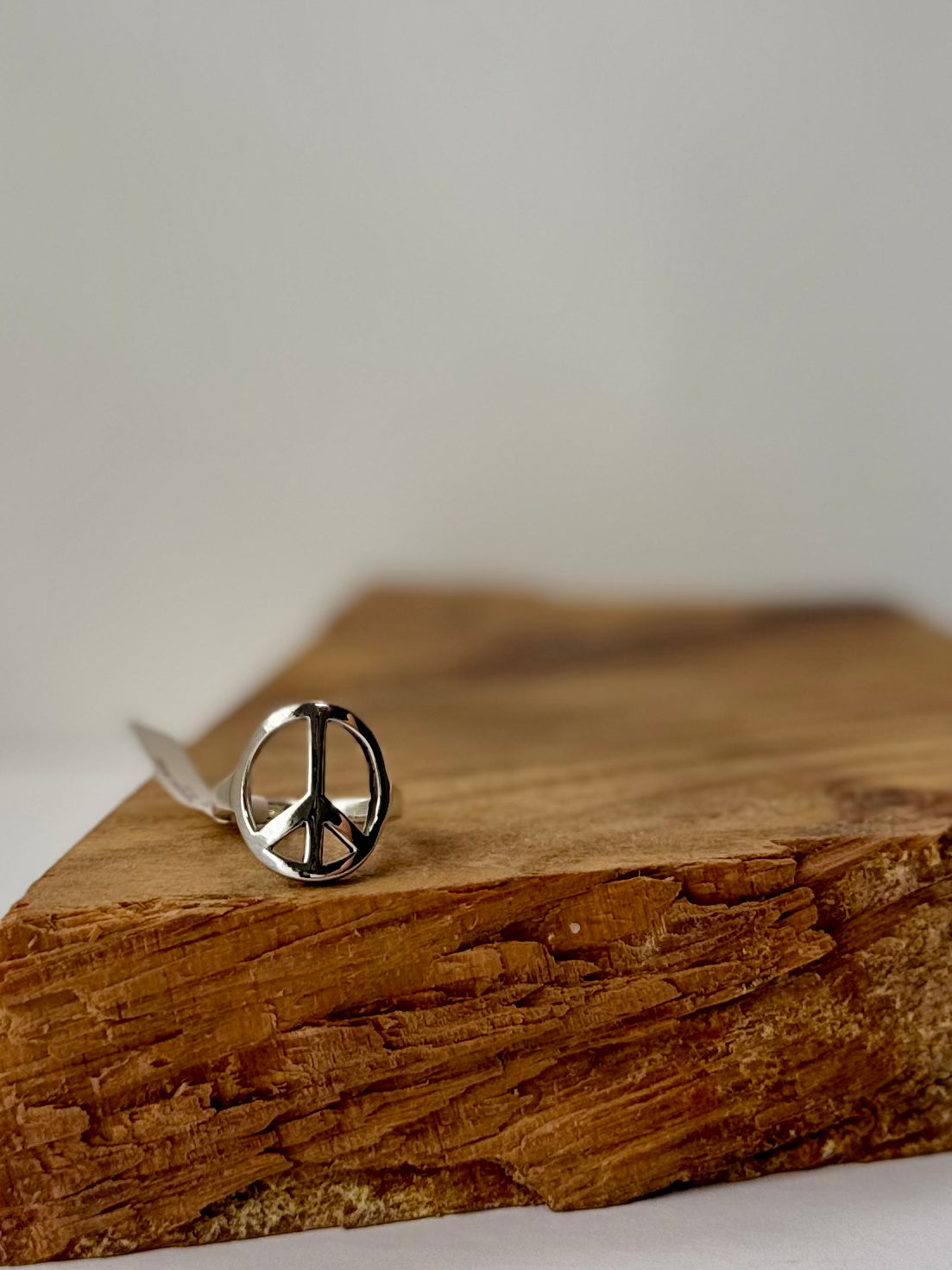 Sterling Silver Peace Ring - Size 9.5
