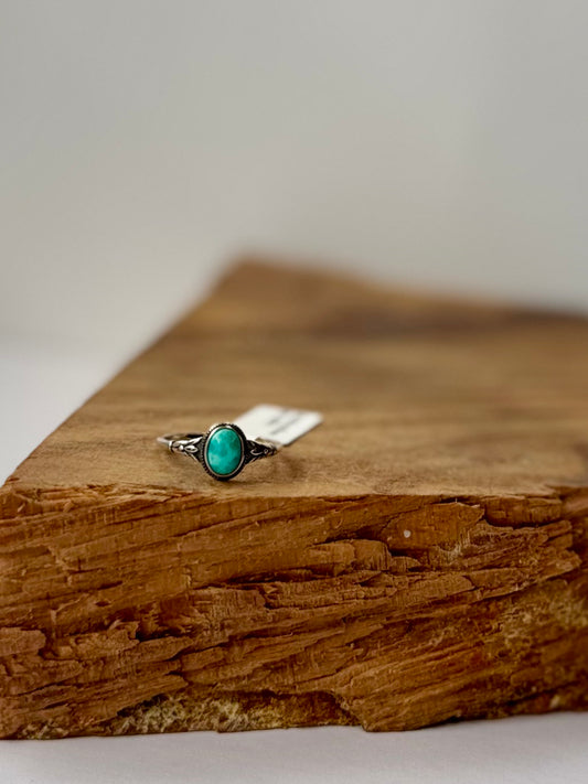 Oval Turquoise Ring - Sterling Silver