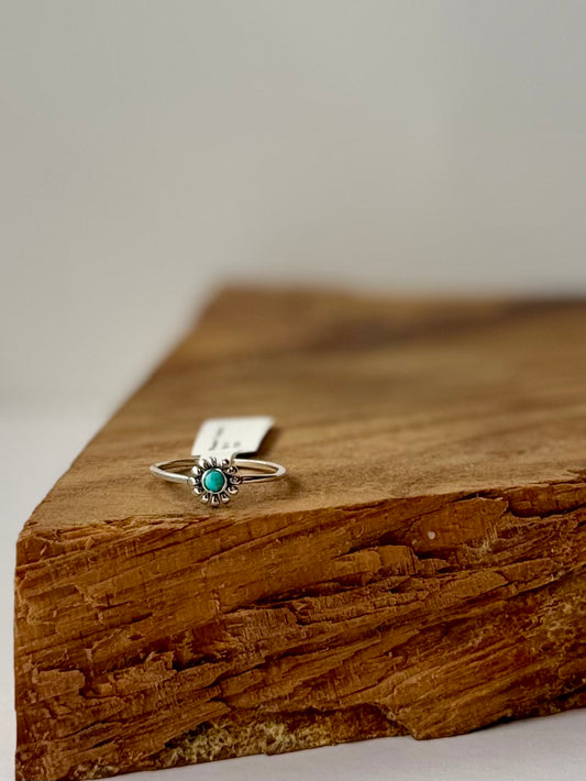 Flower Turquoise Ring - Sterling Silver