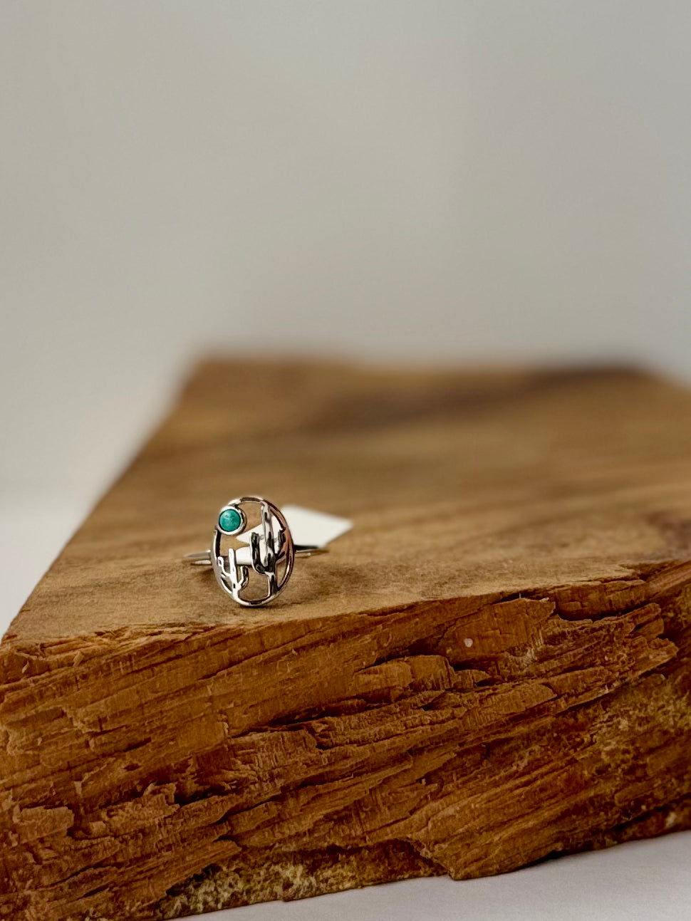 Cactus Turquoise Ring - Sterling Silver