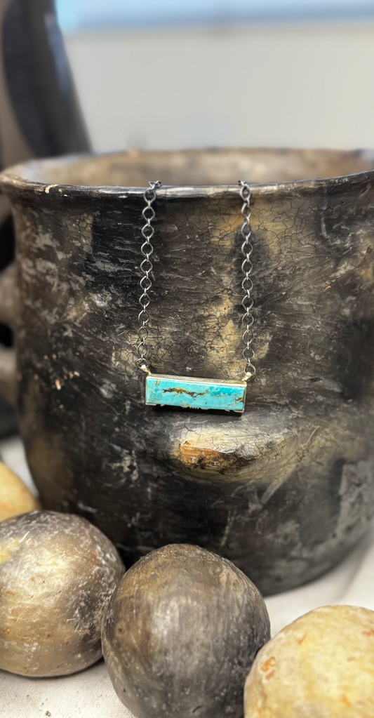 Necklace Bar - Kingston Turquoise - Sterling Silver - Native Handmade - Steve Francisco (artist)