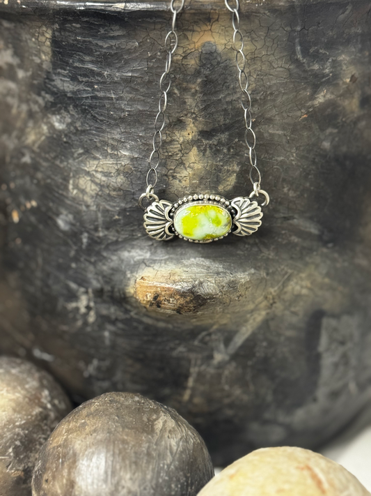 Necklace with Stone - Palomino - Sterling Silver - Native Handmade - Dan Henio (artist)