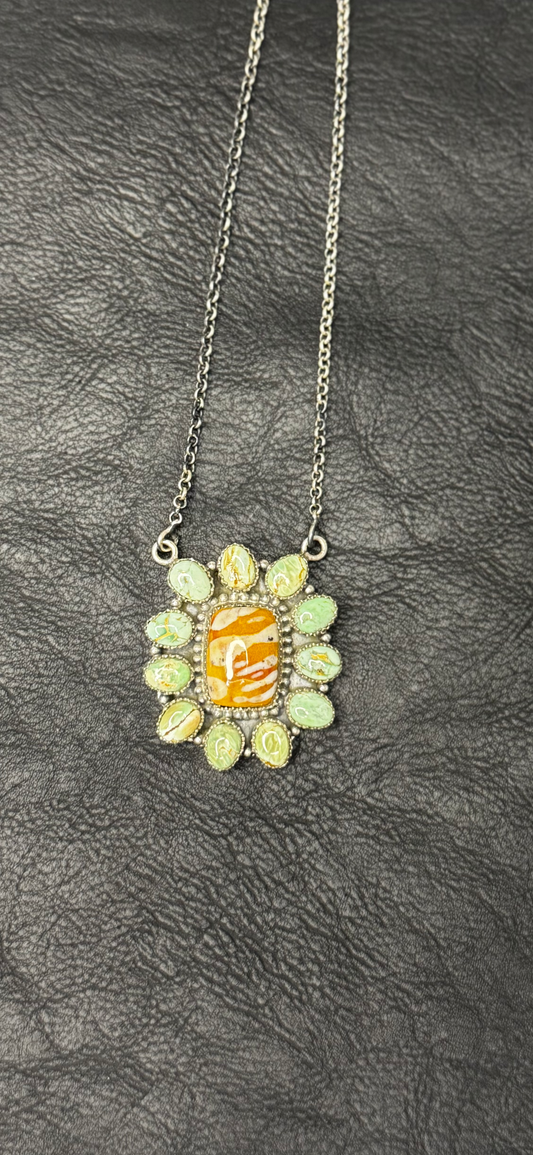Cluster Necklace - Multi Colored Stone - Sterling Silver - HADA Collection