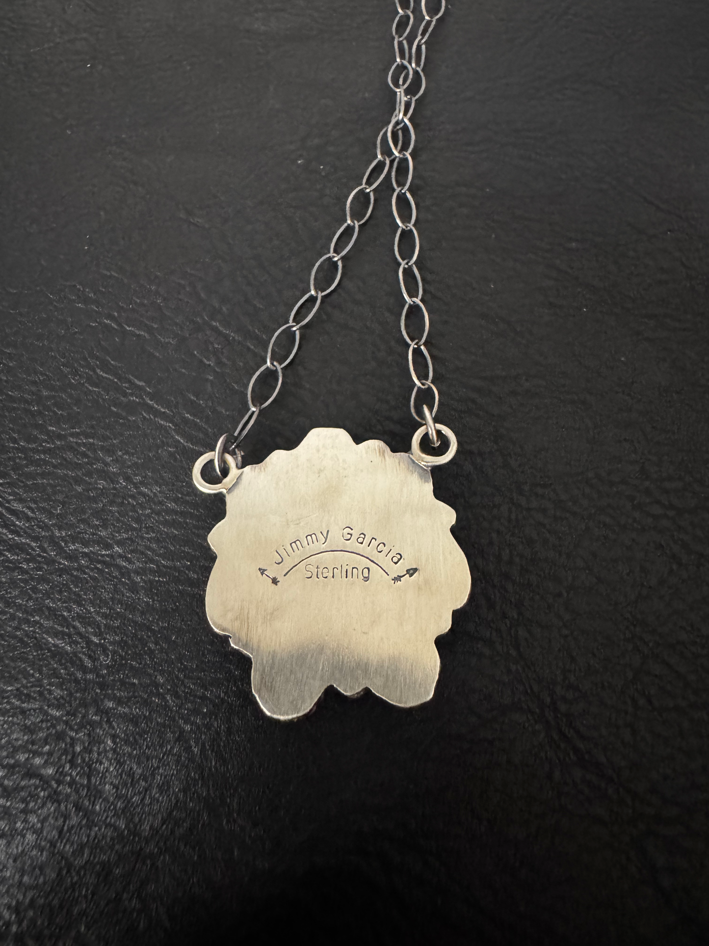 Pendant Necklace with Stone - Orange Spiny Oyster - Sterling Silver - Native Handmade - Jimmy Garcia (artist)