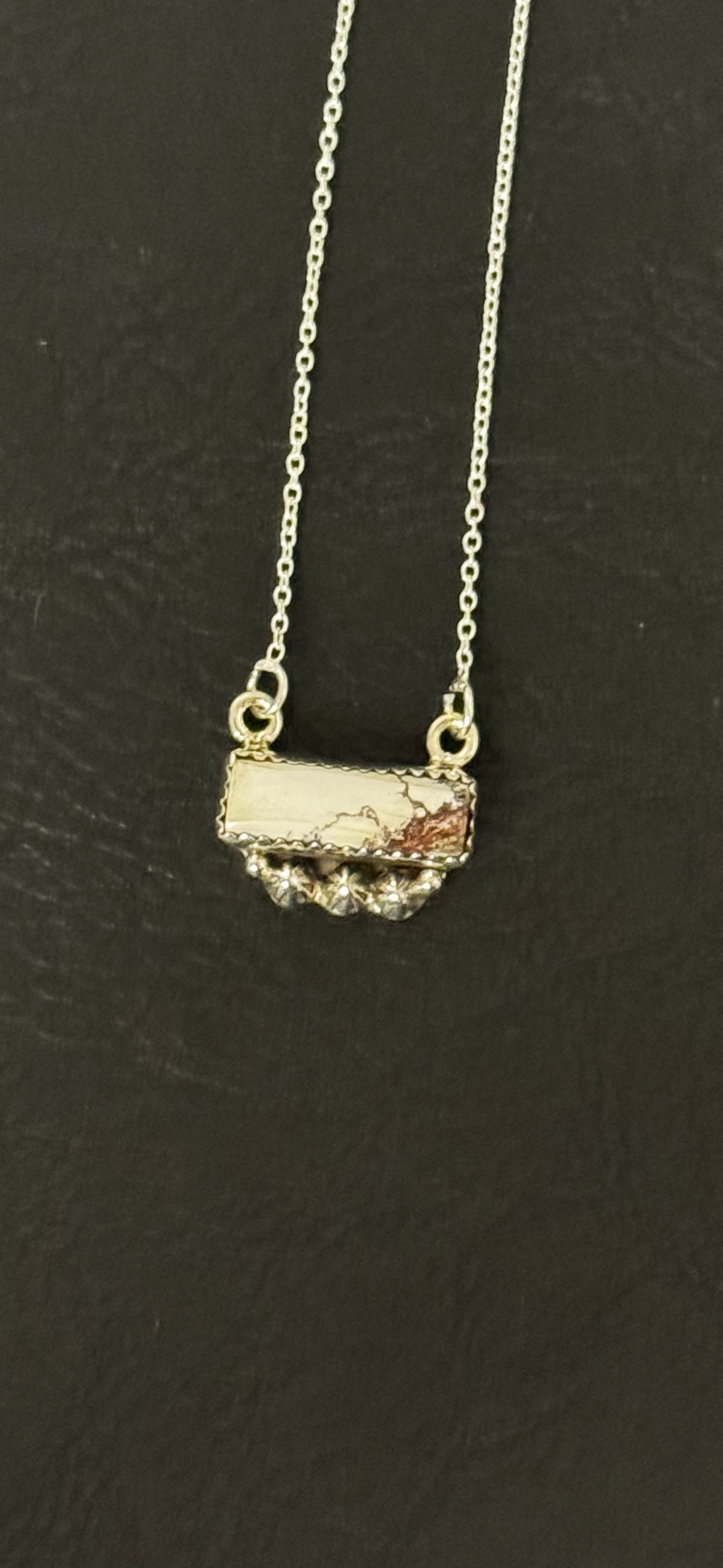 Necklace Bar - White Horse - Sterling Silver