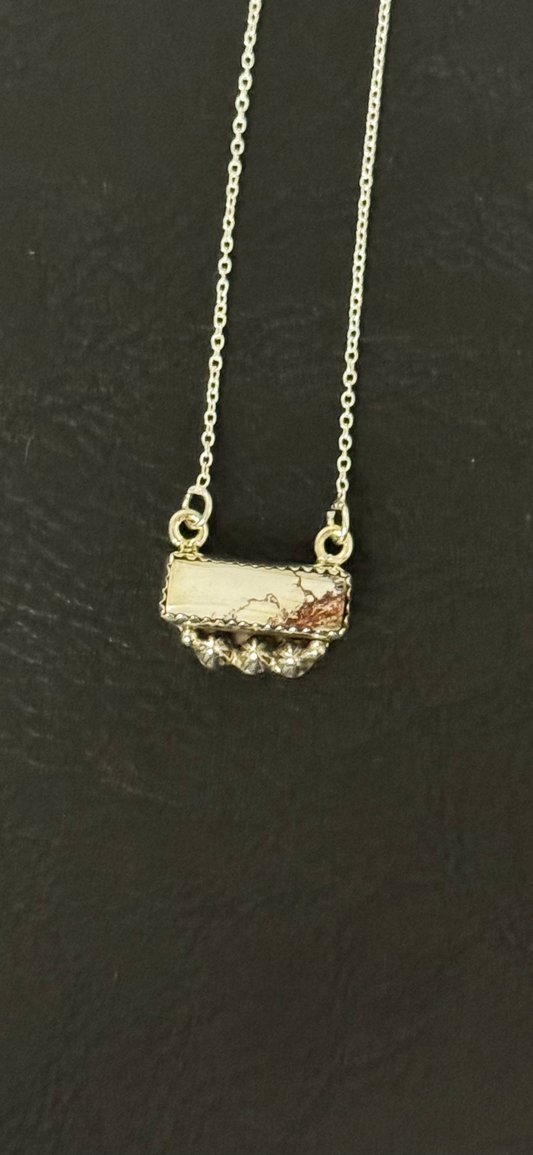 Necklace Bar - White Horse - Sterling Silver
