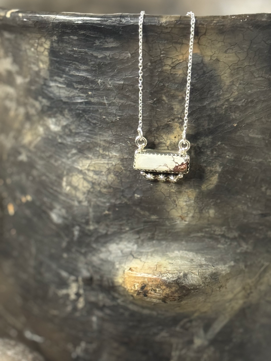 Necklace Bar - White Horse - Sterling Silver