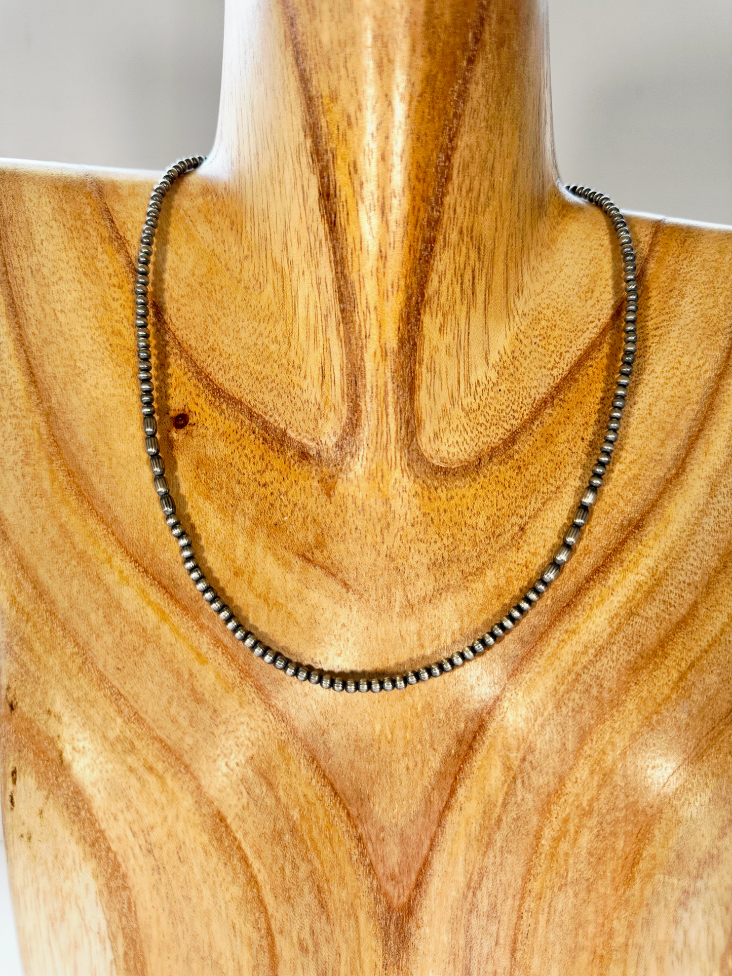 Bead Necklace Hand-Strung - Sterling Silver